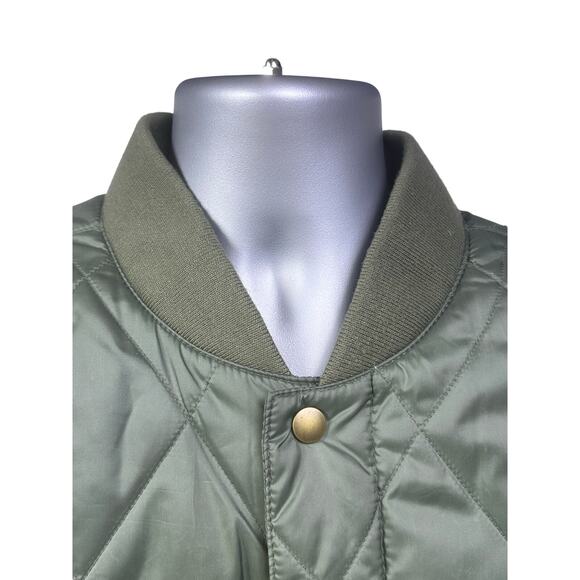 Orvis Quilted Outdoor Bomber Jacket Snaps Bungee Hem Mens Size L Green-Excellent - Picture 2 of 13